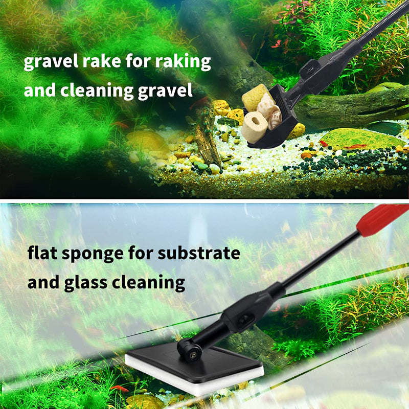 SVECKE Fish Tank Cleaning Tools, 6-in-1 Aquarium Cleaning Tools, Adjustable Fish Tank Cleaning Kit with Long Telescopic Handle, Multi-Function Aquarium Cleaning Kit for Saltwater Freshwater - BeesActive Australia