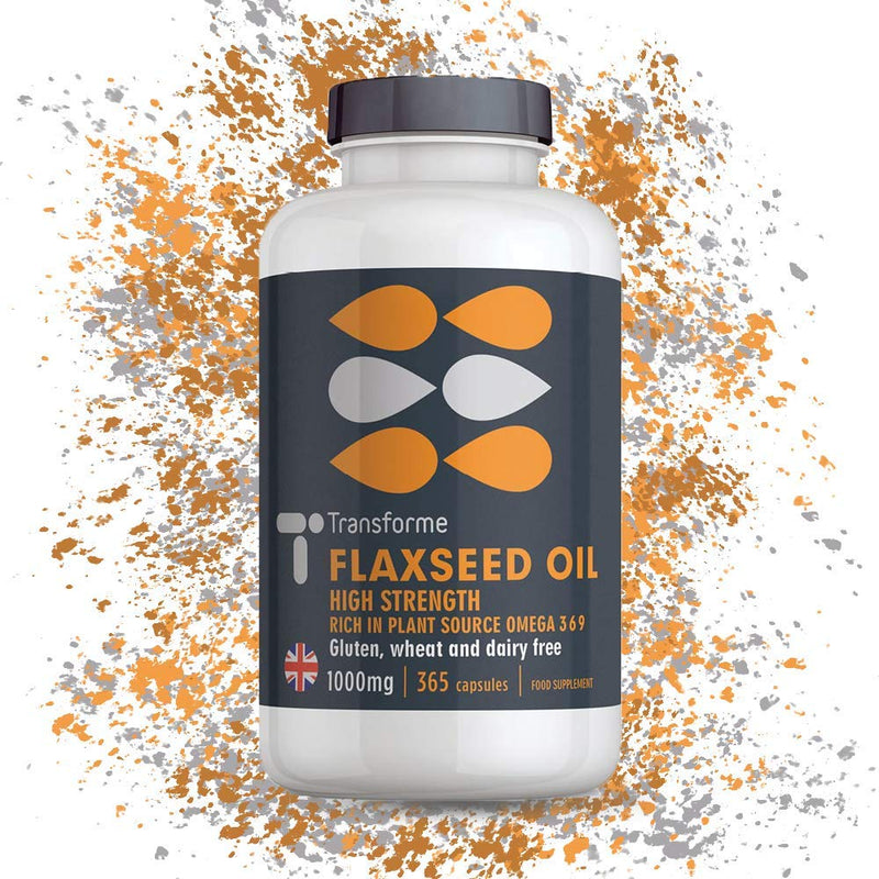 Transforme Flaxseed Oil Capsules 1000mg, Cold Pressed Omega 3 6 9, 365 Softgels, High in Alpha Linolenic, Linoleic & Oleic Acid, 2000mg Serving, Lactose & Gluten Free, 6 Month Supply 90 Count (Pack of 1) - BeesActive Australia