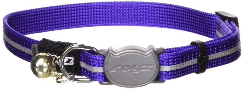 Rogz Catz Small 3/8-Inch Alley Cat Safeloc Breakaway Clip Adjustable, Reflective Cat Collar Purple - BeesActive Australia