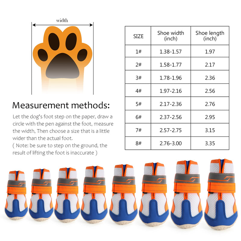 AOKOWN Dog Boots for Hot Pavement Shoes/ Breathable Dog Shoes for Small Medium Large Anti-Slip Puppy Booties Paw Protector with Reflective Straps 4PCS Mesh-Orange & Blue Size 2 - BeesActive Australia
