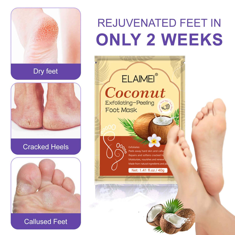 Foot Peel Mask,Exfoliating Foot Mask,Coconut Foot Peel Mask,Foot Peeling Mask,Peeling Away Foot Callus,Best Soultion For Dead Skin,Dry and Dough Skin,Feet Care Product 3 pcs - BeesActive Australia