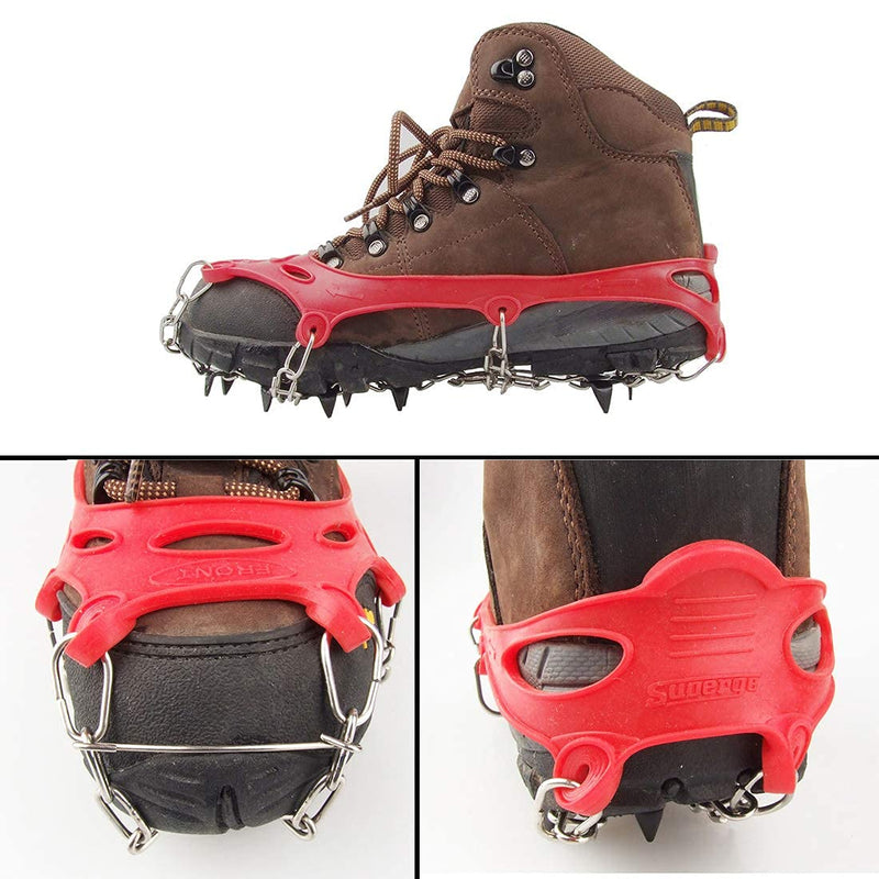 LINXGR 11-Spikes Kids Crampons Ice Cleats for Hiking Boots 11 Teeth Anti Slip Microspikes Kids Crampons Small for Hiking Climbing Walking Shoes Unisex, Toddler-Preschool-Gradeschooler-Teens Red Small for Toddlers/Little Kids - BeesActive Australia