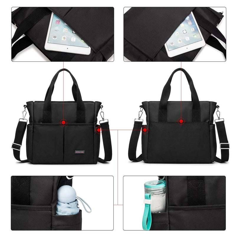 Small Changing Bag, ROYALFAIR Baby Nappy Changing Bag Diaper Bag for Mom & Dad Portable Messenger Tote Bag with Pram Clips(Black) Black - BeesActive Australia
