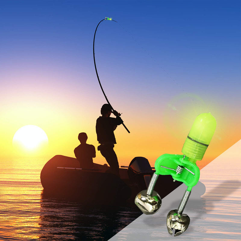 KIMROO Fishing Bite Alarm Night LED Light Rod Tip with Twin Bells Fishing Tackle Light Clip Indicator On Fishing Rod 20PCS - BeesActive Australia