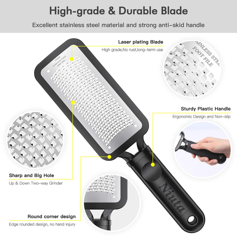 【Factory Direct】 Colossal Foot Rasp Foot Scrubber And Callus Remover，Surgical Grade Stainless Steel Foot File,Can Be Used On Trimming Dead Skin, Callus ect. Black - BeesActive Australia