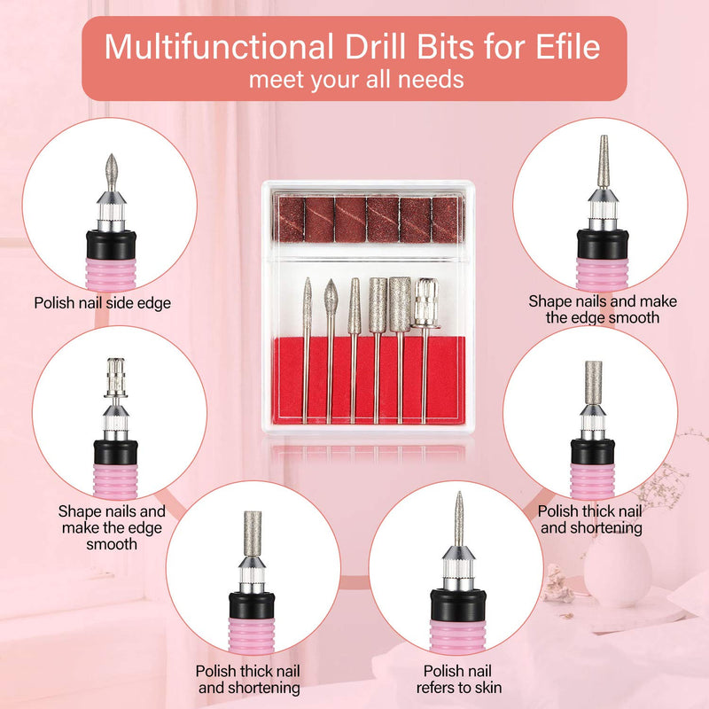 Electric Nail Art Drill Bits 6 Pieces (3 Sets) 32 Inch/ 2.35 mm and 400 Pieces Nail Drill Sanding Bands, 4 Colors Sizes 80 120 180 240 Grits Sanding for Manicures - BeesActive Australia