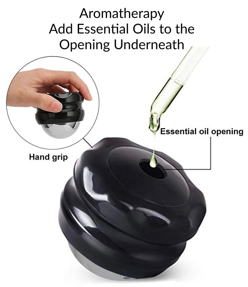 Stainless Steel Massage Roller Ball, Cryotherapy, Heat Therapy & Aromatherapy Manual Massager Roller Ball, Deep Tissue Massage. (Black) Black - BeesActive Australia