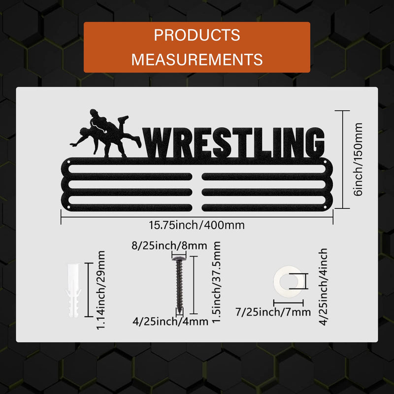 GLOBLELAND Wrestling Medal Holder Display Hanger Rack Frame for Sport Race Metal Medal Hanger for Wrestling Competitions,15.75x6Inches - BeesActive Australia