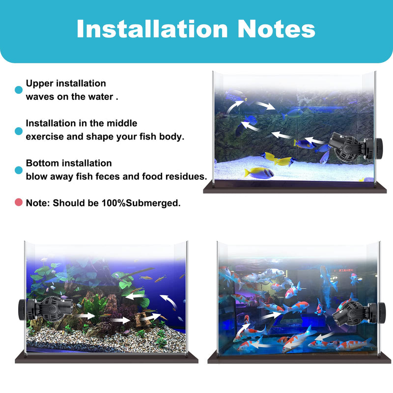 YCTECH Aquarium Fish Tank Circulation Pump Wave Maker Power Head with Magnet Suction Base (6W 8W) 8Watt - BeesActive Australia