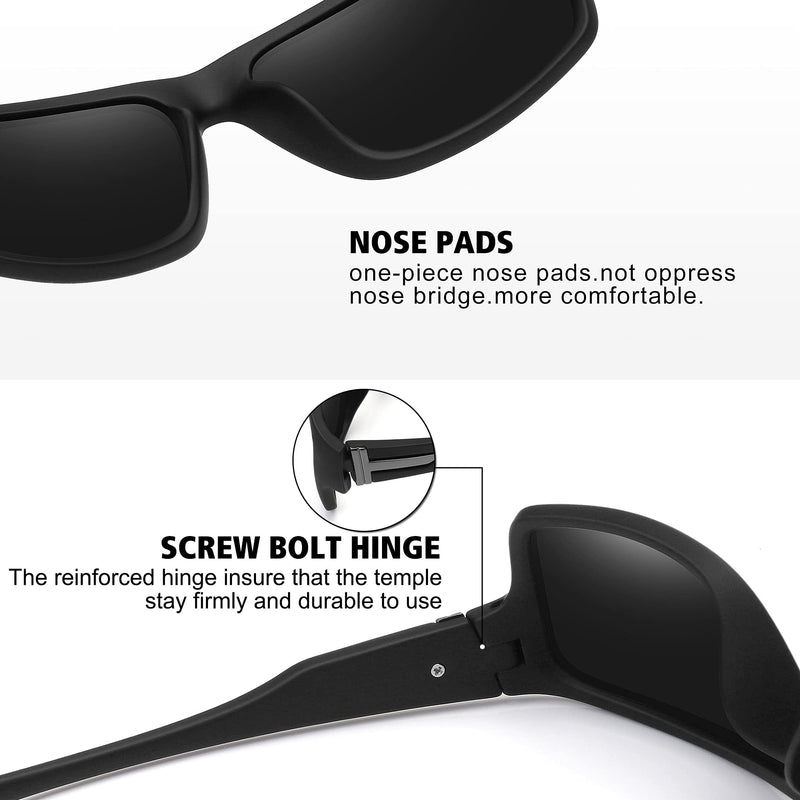 STORYCOAST Polarized Sports Sunglasses for Men Women Unbreakable Frame Cycling Fishing Driving 2pack Black+blue Mirror - BeesActive Australia