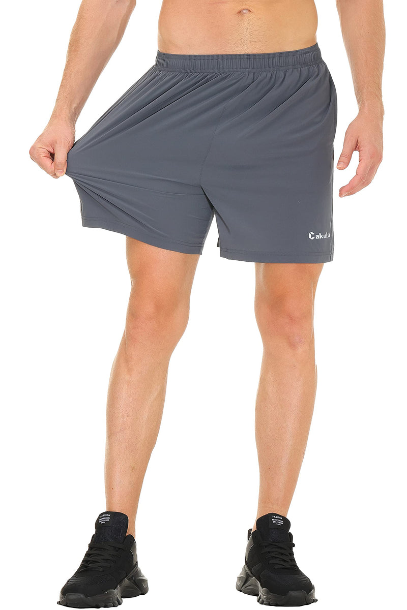 Cakulo Men's 5 Inch Running Tennis Shorts Quick Dry Athletic Workout Active Shorts with Pockets Grey X-Large - BeesActive Australia