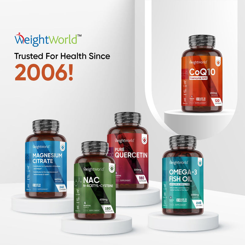 CoQ10 Supplement 200mg - 120 Vegan Coenzyme Q10 High Strength Capsules (4 Months Supply) - Naturally Fermented & Lab Tested Ubiquinone Q10 Coenzyme - High Absorption Co Q10 Supplements by WeightWorld - BeesActive Australia
