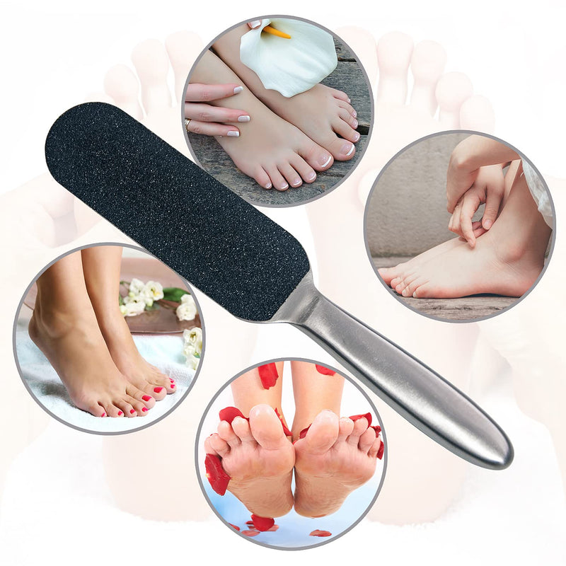 Professional Pedicure Foot File and Callus Remover for Hard Skin, Stainless Steel Foot Rasp File with Ten Free Refill Grits Replacement Pads with Two Sides Simple Bath Pedicure Salon Foot Scrubber(21) 1 count (Pack of 1) - BeesActive Australia