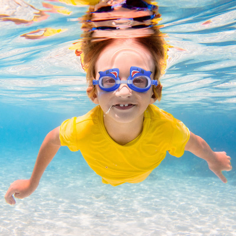2 Pairs Swim Goggles for Kids, Toddler Swimming Goggles No Leak Anti Fog Toddler Goggles UV Protection Shark Unicorn Swimming Goggles with Ear Plugs for Girls Boys Pool - BeesActive Australia