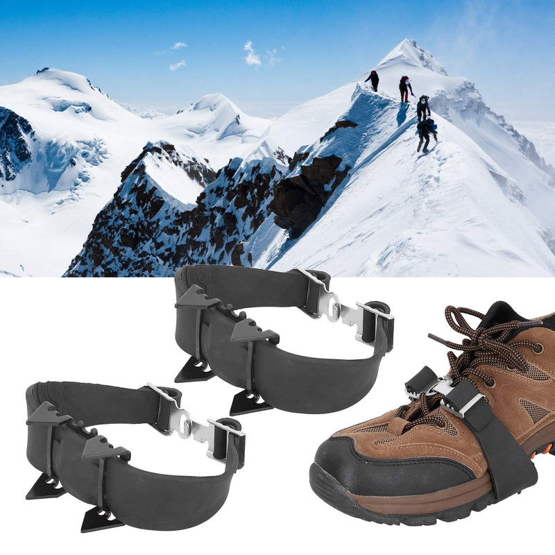 Keenso Crampons, 1 Pair Black 4 Teeth Anti‑Slip Crampons for Hiking Boots Elastic for Winter Outdoor Activities - BeesActive Australia