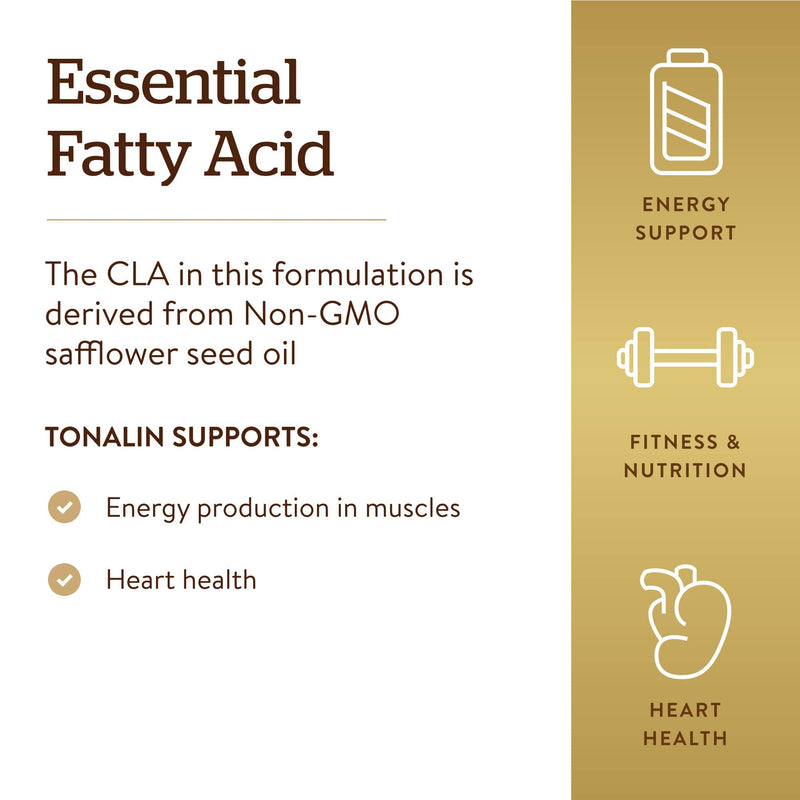 Solgar Tonalin CLA 1300 mg, 60 Softgels - Essential Omega-6 Fatty Acid - Derived from Non-GMO Safflower Seed Oil - Gluten Free, Dairy Free - 60 Servings 60 Count (Pack of 1) Frustration-free Packaging - BeesActive Australia