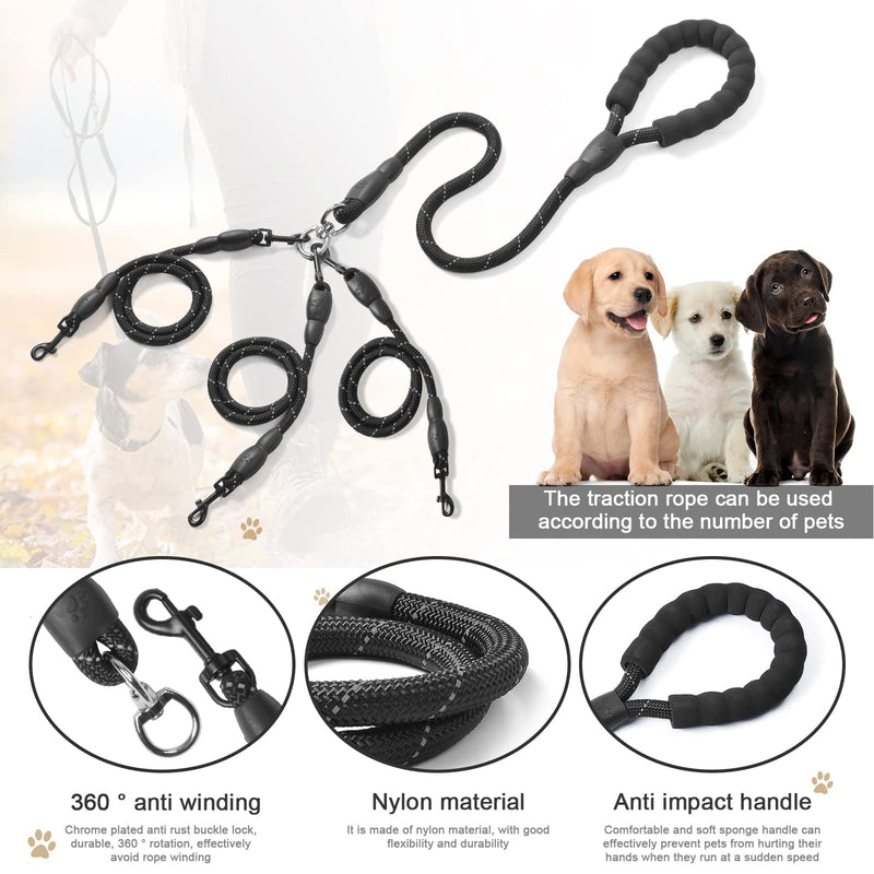 Xcellent Global Double Dog Leash Coupler No Tangle with Soft Handle for Two Small/Medium Dogs 3 Way Black - BeesActive Australia