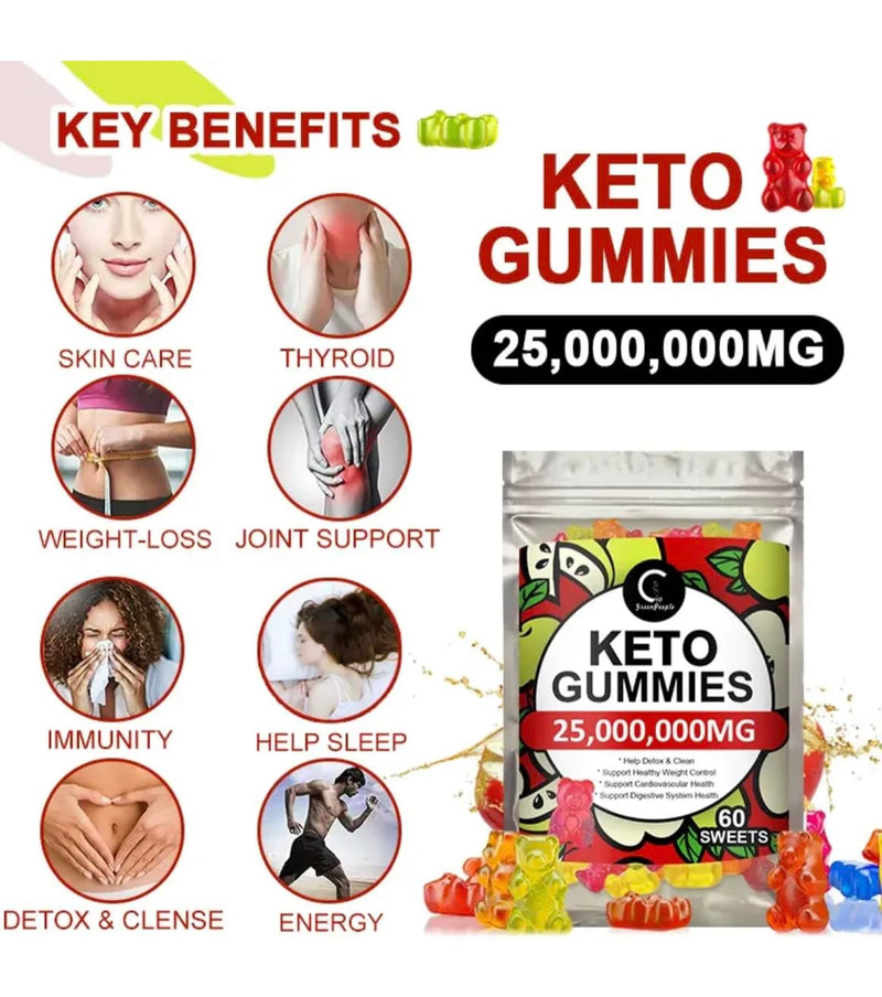 Keto Gummies for Weight & Fat Loss, Belly Fat Loss - 60 High Strength Enter into Ketosis and Lose Weight Fast with Keto Gummy Bears! - BeesActive Australia