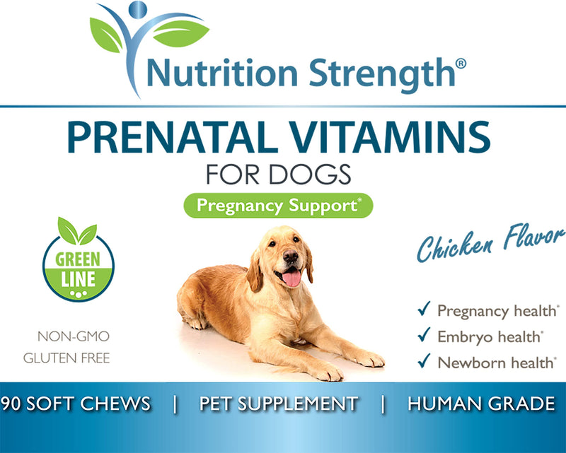 Nutrition Strength Prenatal Vitamins for Dogs to Support Development of Healthy Puppies, Promote Milk Production, with Folic Acid, Iron, Zinc, Iodine, B Vitamins for Pregnant Dogs, 90 Soft Chews - BeesActive Australia