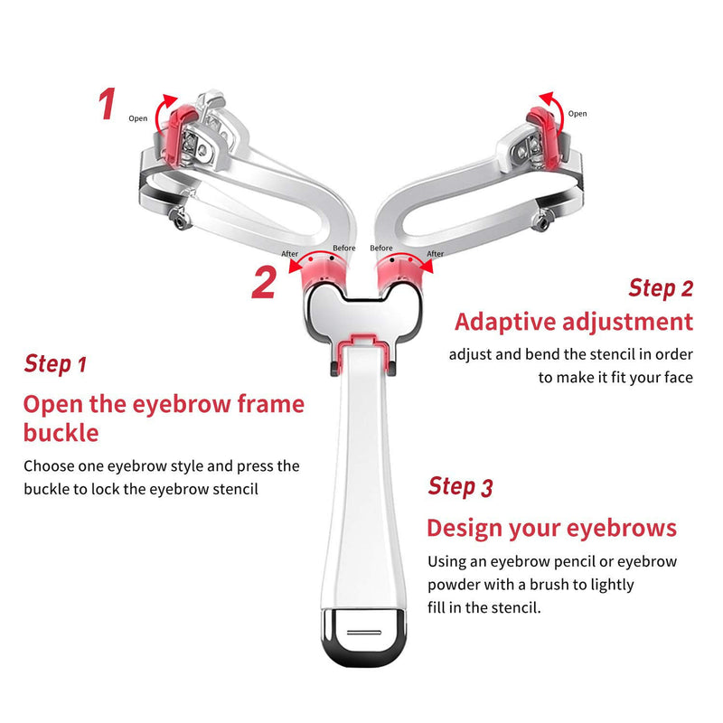 Adjustable Eyebrow Shapes Stencil Makeup Model Template Tool Eyebrow Template, Eyebrow Shaping Kit (Silver) Silver - BeesActive Australia