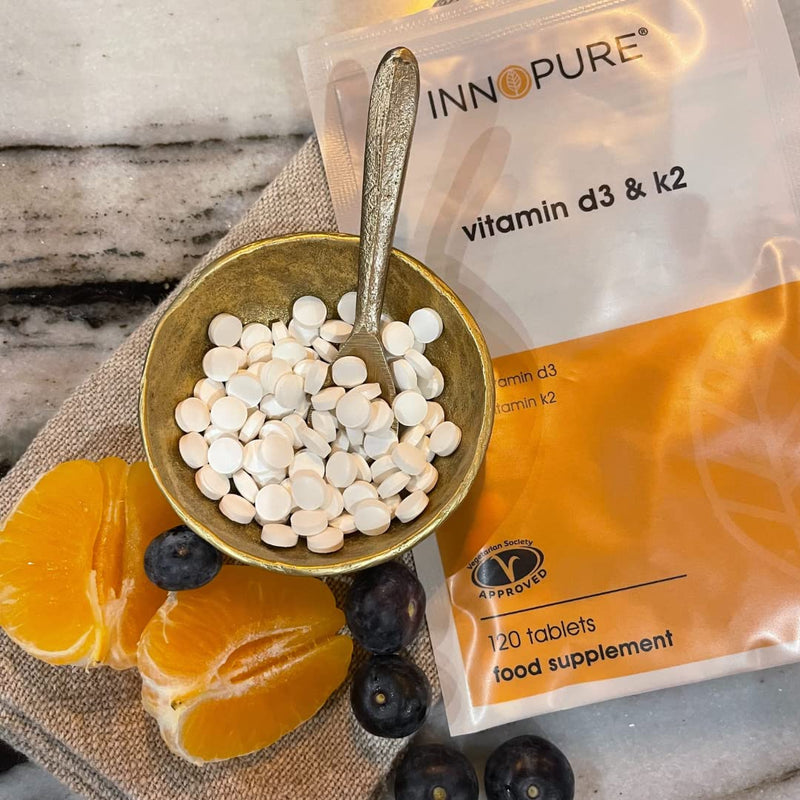 INNOPURE Vitamin D3 4,000IU & K2 MK-7 Natto Derived, 100�g - 120 Tablets - 4 Months Supply - Approved by The Vegetarian Society - UK Made by Innopure - BeesActive Australia