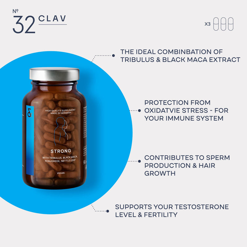 Strong - Black Maca Complex with Tribulus Terrestris, Codyceps Sinensis, L-Arginin, Black Garlic, Fenugreek Seed, Ginseng, Zinc & Selenium - Adaptogen Supplement for Men - 90 Test Booster Capsules - BeesActive Australia