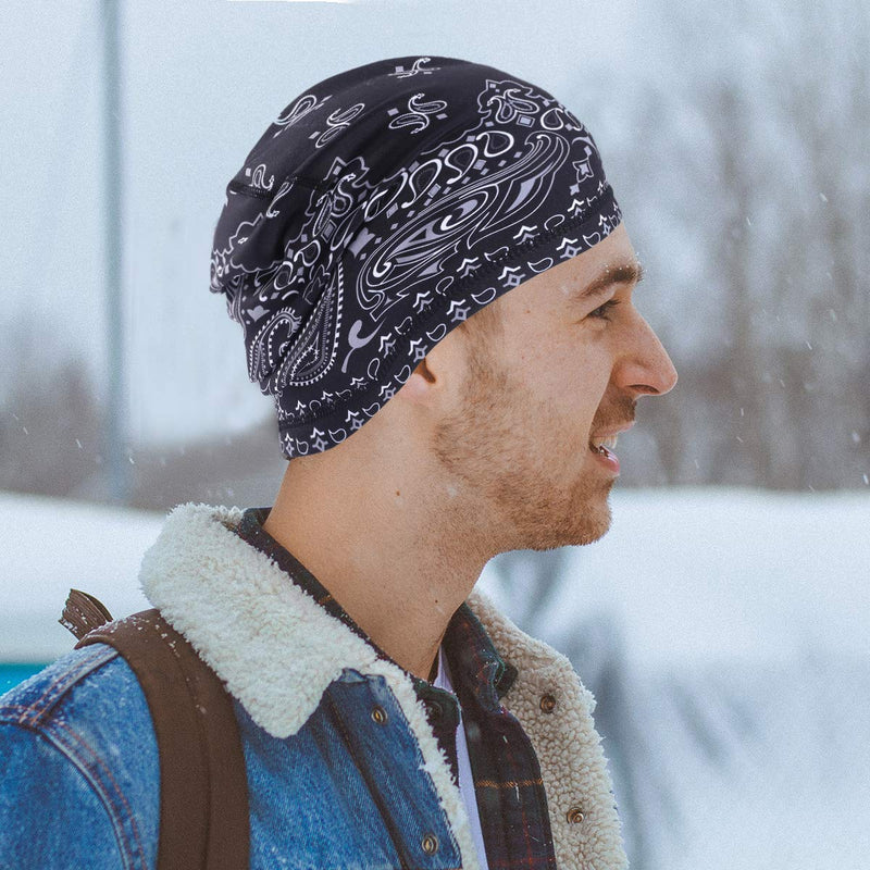 UHEREBUY Summer Running Skull Cap/Beanie Cap/Helmet Liner/Dew rag/Chemo Cap/Bald Cap for Men and Women Hat Liner C-06+c-07 - BeesActive Australia