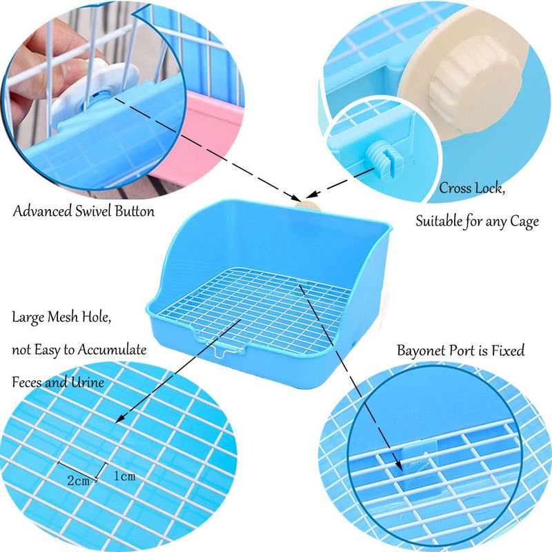 Hamiledyi Small Animal Rabbit Litter Toilet,Plastic Square Cage Box Rat Potty Trainer Corner Grate Litter Bedding Box Pet Pan for Guinea Pigs, Chinchilla, Ferret,Galesaur,Bunny - BeesActive Australia