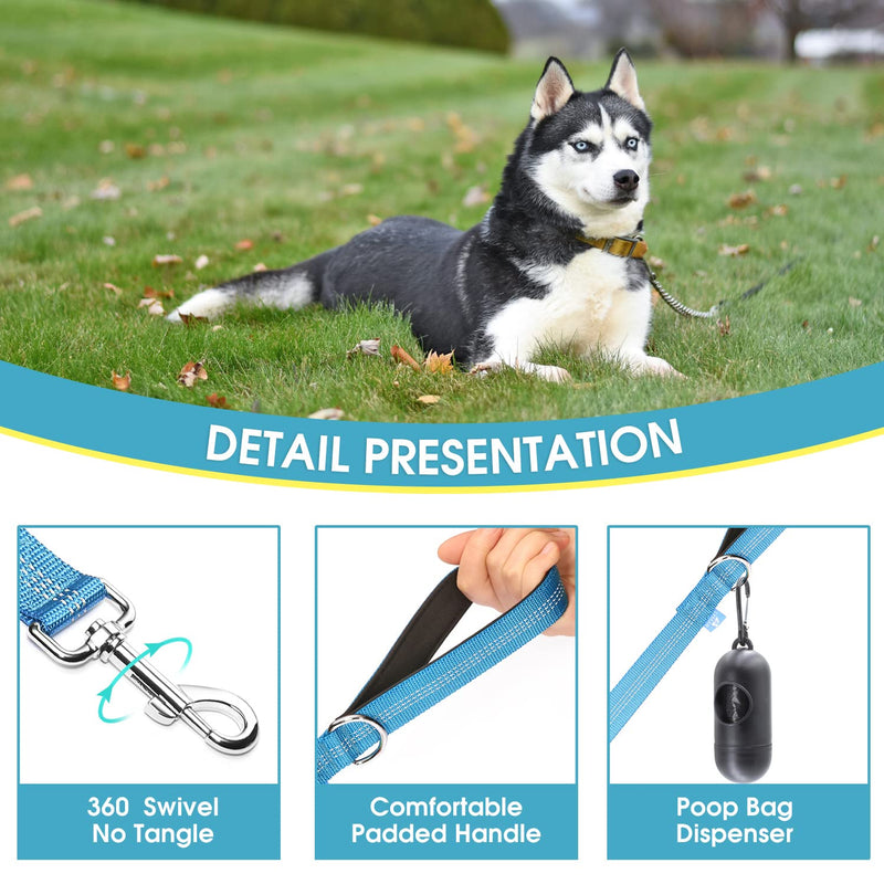 BAAPET Two Handle Dog Leash, Dual Soft Padded Handles with Traffic Control Handle Leash for Small Medium or Large Dogs Medium/Large (1.0'' x 5 FT) Blue - BeesActive Australia