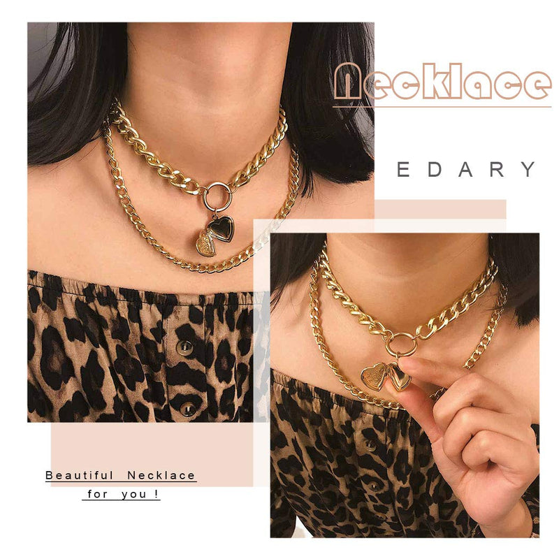 Edary Double Layerecd Necklace Heart Necklaces Gold Jewelry for Women and Girls - BeesActive Australia