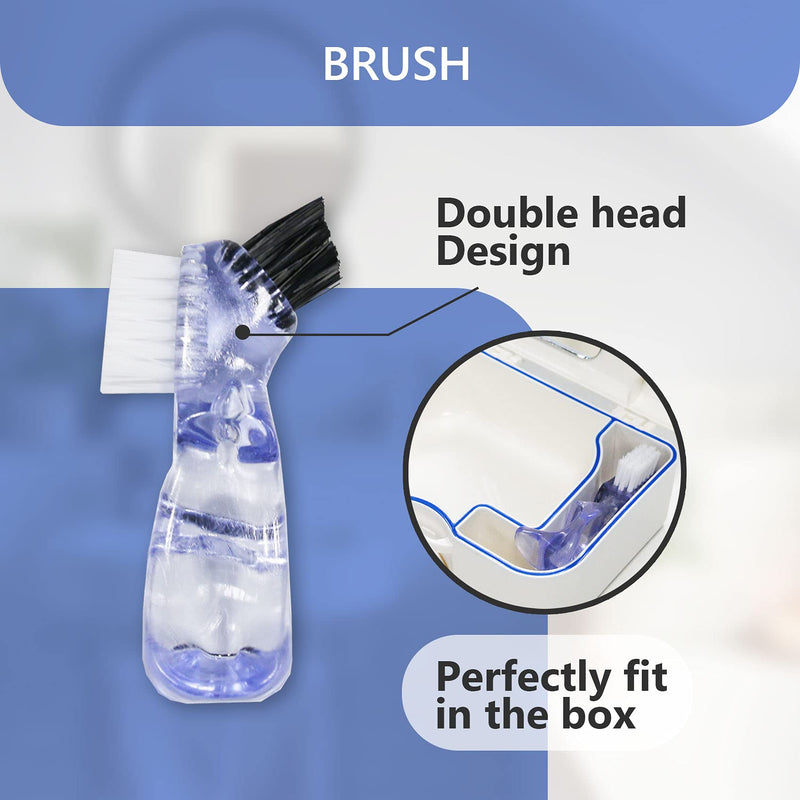 Denture Bath Case Cup Box with Mirror & Clean Brush, Portable Denture Holder Storage Soak Container for Travel Cleaning, Mouth Guard Night Gum Retainer Container - BeesActive Australia