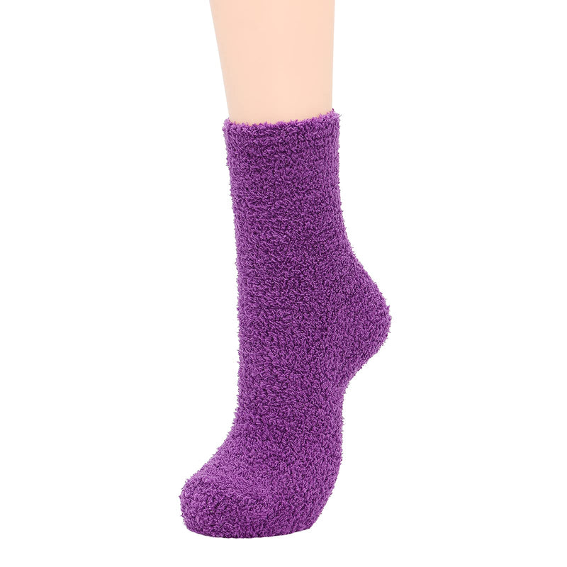 Womens Fuzzy Socks Winter Warm Fluffy Socks Athletic Outdoor Sports Socks 6 Pack Purple - BeesActive Australia