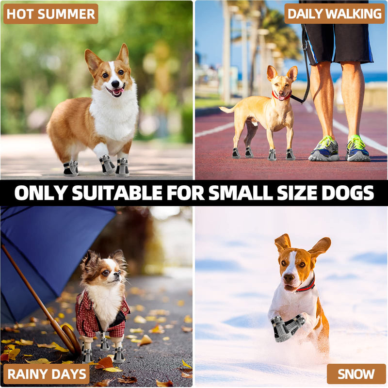 Dog Booties Breathable Dog Walking Shoes Dog Boot for Small Medium Dogs, Puppy Shoes for Hot Pavement 4PCS #2 (width 1.29 inch) for 6.6-11.0 lbs Black-Breathable - BeesActive Australia