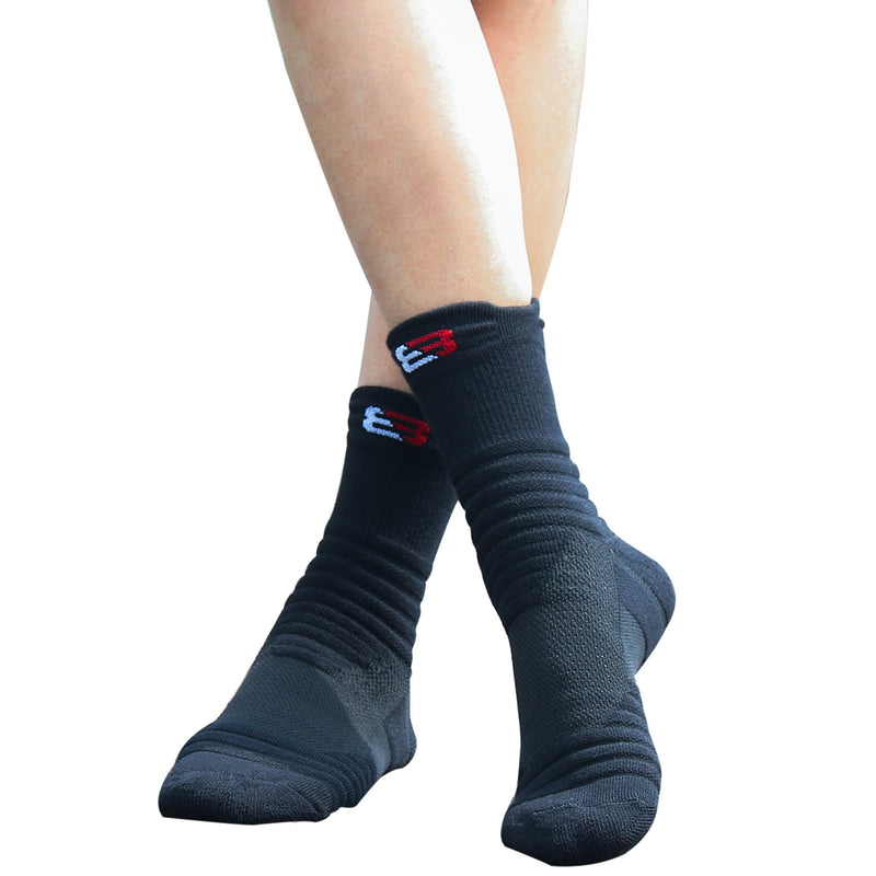 [AUSTRALIA] - Belisy Mens Athletic Compression Crew Ankle Quarter Socks 6 Packs For Basketball & Running Black/ White/ Grey Medium 