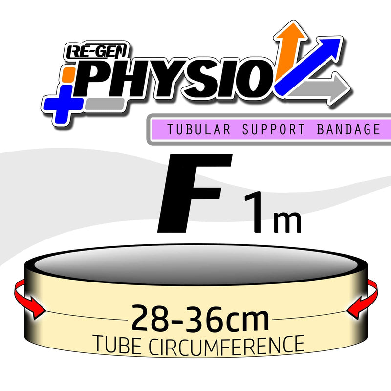 RE-GEN Tubular Compression Fit Elasticated Support Bandage Dressng - Size F (10cm) for Limb Circumference 28-36cm - 1m Length - BeesActive Australia