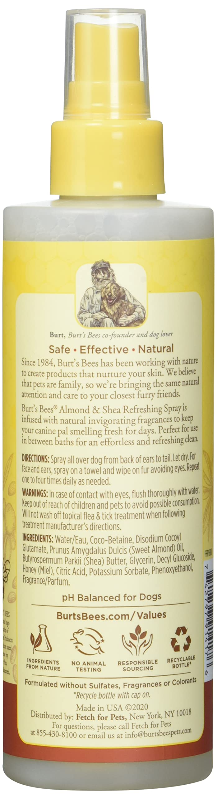 Burt's Bees for Dogs Almond & Shea Dog Grooming Supplies - Dog Shampoo and Conditioner, Dog Deodorant Spray - Natural Dog Shampoo & Conditioner for Pets, Dog Refreshing Spray - Made in The USA Refreshing Spray - 8 oz - BeesActive Australia
