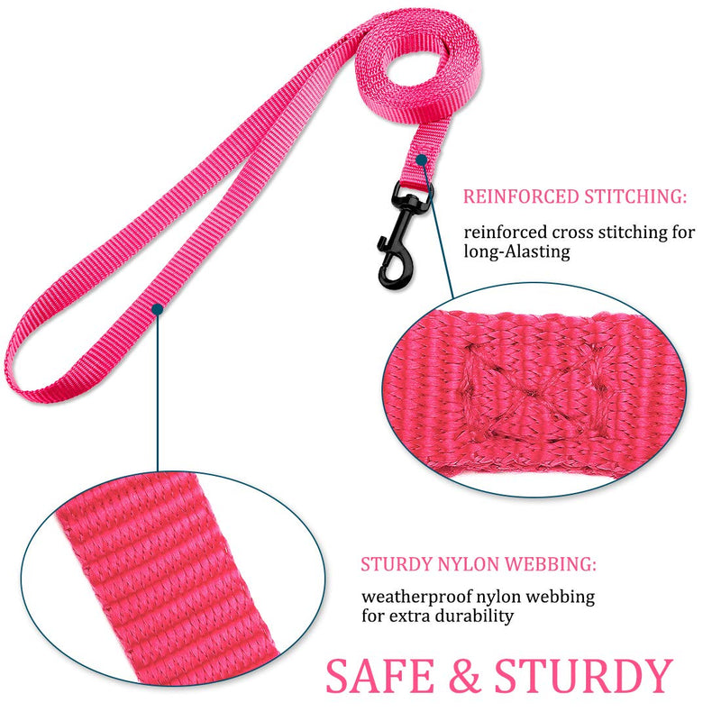 DOYOO 2 Pack Puppy Dog Leash Cat Leash, Strong and Durable Leash with Easy to Use Collar Hook - Dog Leashes for Cat with Collapsible Pet Bowl Great for Small and Medium Dog Set 02-Black+Pink - BeesActive Australia