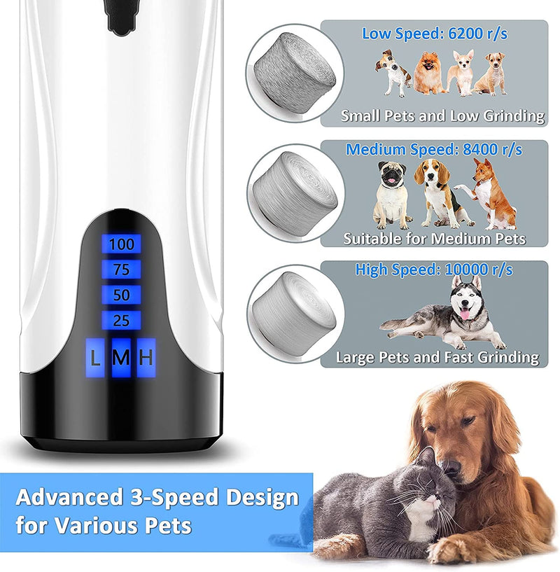 YABIFE Dog Nail Grinder, Dog Nail Trimmers and Clippers Kit, Super Quiet Electric Pet Nail Grinder, for Small Large Dogs & Cats Toenail & Claw Grooming,3 Speeds, 2 Grinding Wheels blue scissor - BeesActive Australia