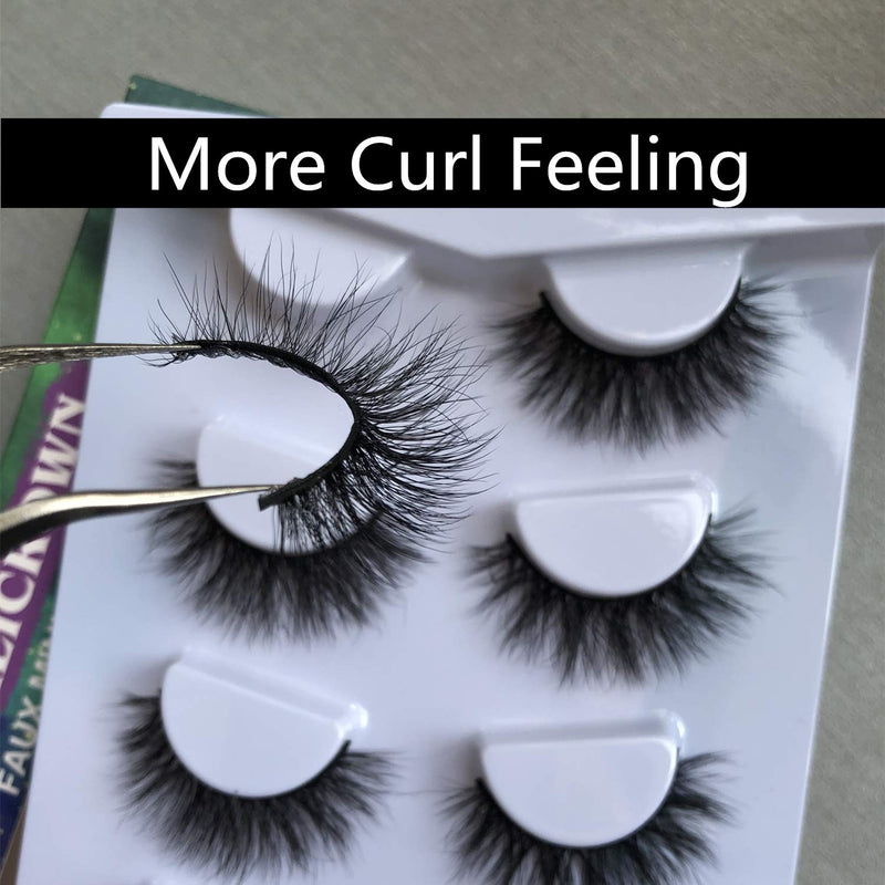 3D Faux Mink Eyelashes Pack, Fake Eyelash Fluffy Volume Natural Cross Lashes Soft Handmade Wispy Eye Makeup K - BeesActive Australia