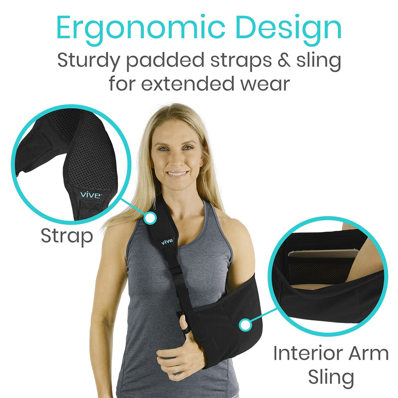 Vive Arm Sling - Medical Support Strap for Broken, Fractured Bones - Adjustable Shoulder, Rotator Cuff Full Soft Immobilizer - For Left, Right Arm, Men, Women, Subluxation, Dislocation, Sprain, Strain - BeesActive Australia