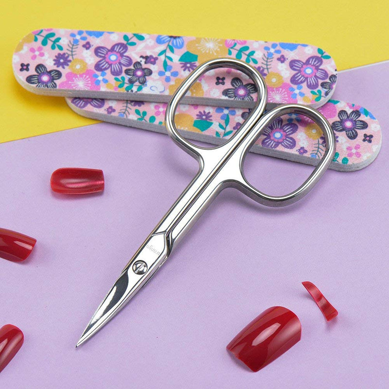 LIVINGO Premium Manicure Scissors Multi-purpose Stainless Steel Cuticle Pedicure Beauty Grooming Kit for Nail, Eyebrow, Eyelash, Dry Skin Curved Blade 3.5 inch - BeesActive Australia