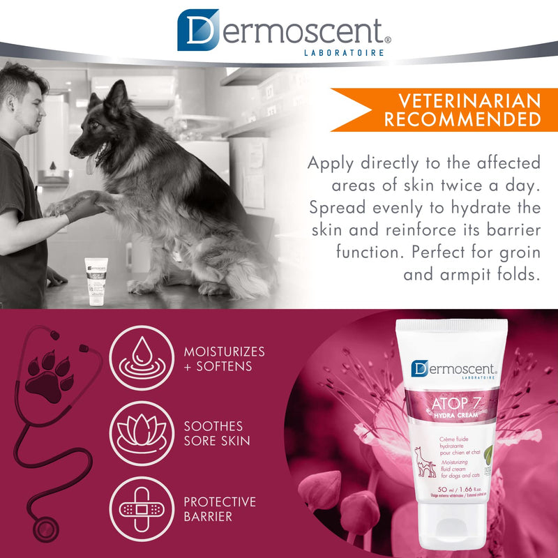 Dermoscent ATOP 7 Hydra Cream for Dogs & Cats for Itchy Dry & Allergy-Prone Skin Relief - Veterinarian Dermatologist Formulated - 50 ml / 1.66 fl. oz. - BeesActive Australia