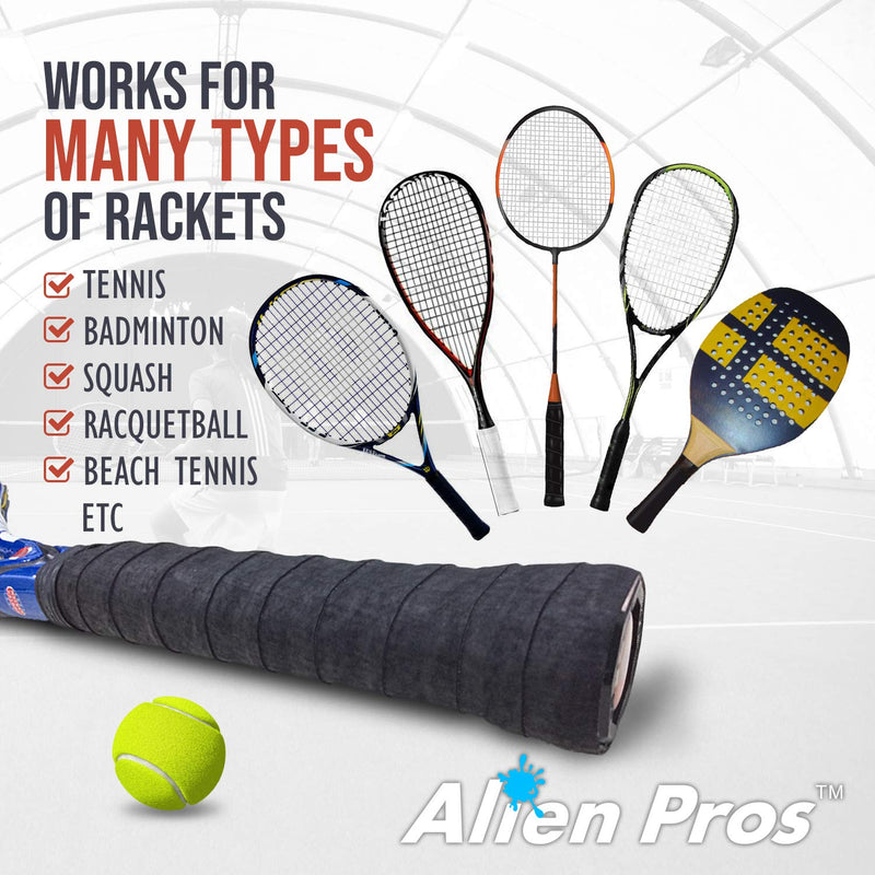 ALIEN PROS Tennis Racket Grip Tape - Precut and Dry Feel Tennis Grip - Tennis Overgrip Grip Tape Tennis Racket - Wrap Your Racquet for High Performance 6-Pack Black - BeesActive Australia