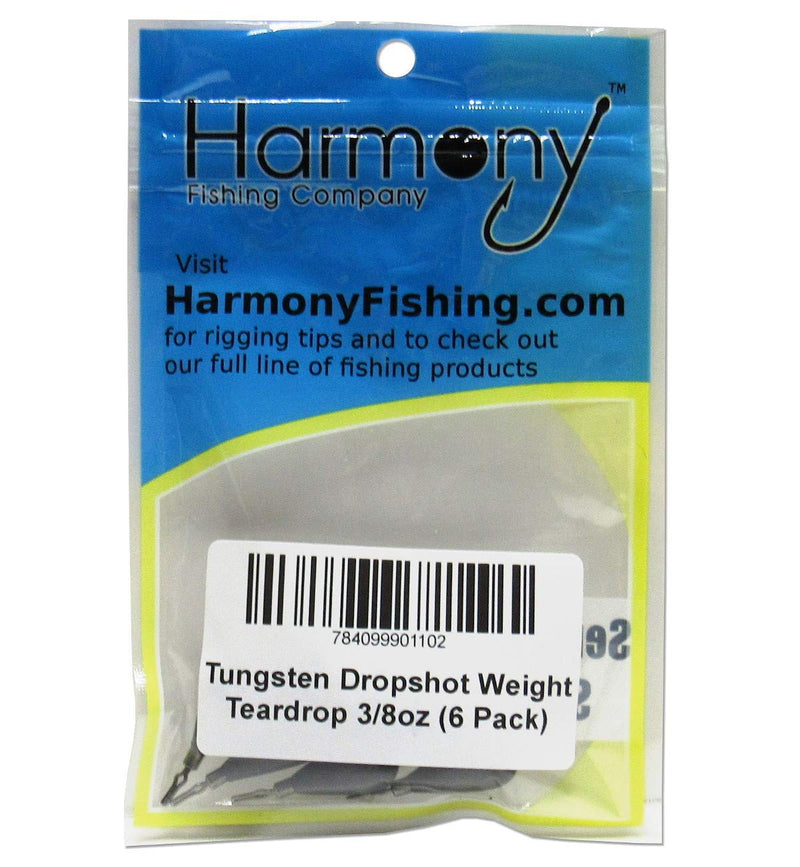 Harmony Fishing - Tungsten Teardrop DropShot/PowerShot Weights (Chip-Proof Oxide Coated, Lead-Free) 1/8oz (6 Pack) - BeesActive Australia