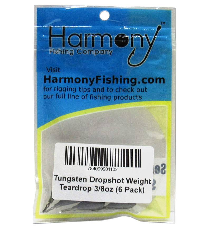 Harmony Fishing - Tungsten Teardrop DropShot/PowerShot Weights (Chip-Proof Oxide Coated, Lead-Free) 1/8oz (6 Pack) - BeesActive Australia