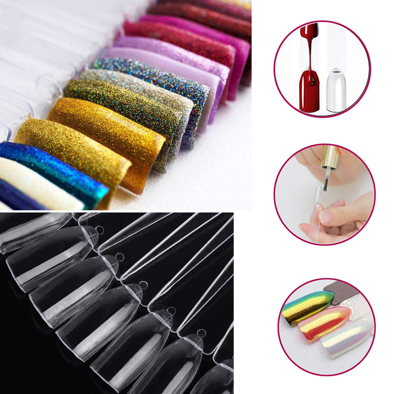 Nail Display Swatches Sticks， Nail Practice Tips with Metal Ring, Transparent Nail Sample Sticks, Display Polish Board Display Practice Sticks, Tool with Ring Screw Holder (100pcs Clear) - BeesActive Australia