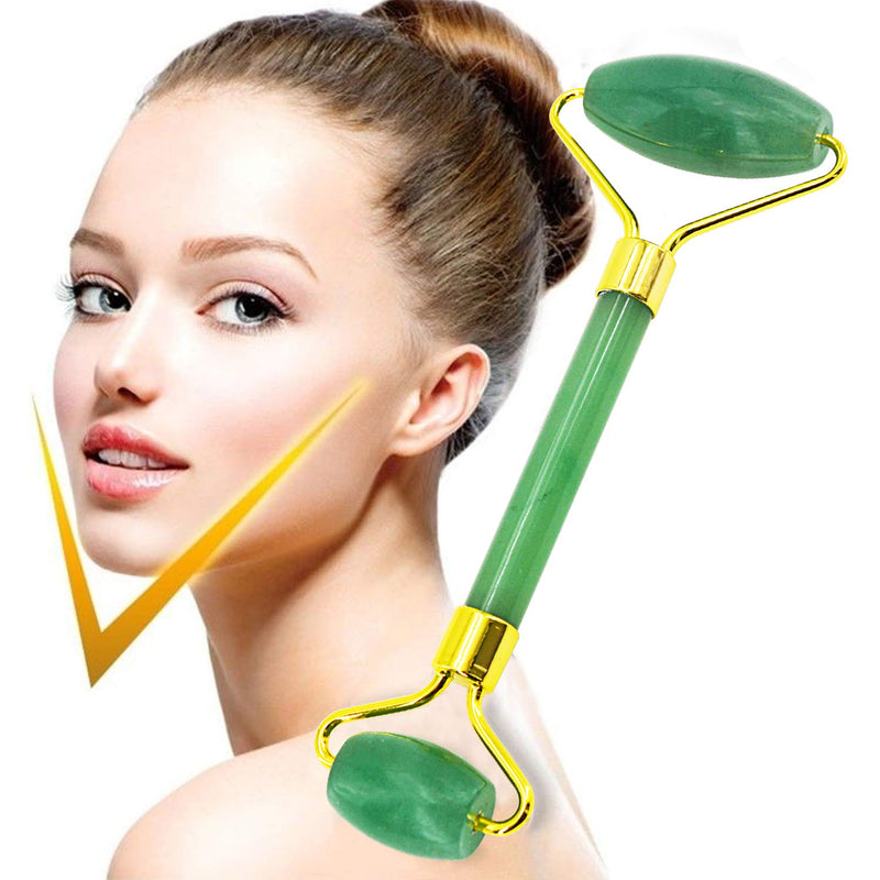 Jade Roller and Gua Sha Tools Set - Anti Aging Rose Quartz Roller Massager - 100% Real Natural Jade Roller for Face, Eye, Neck - Beauty Jade Facial Roller for Slimming & Firming(Green) - BeesActive Australia