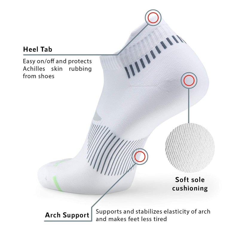 MONFOOT Women's and Men's 3-10 Pack Running Athletic Cushioned Socks [Ankle] White (5 Pairs) Medium - BeesActive Australia