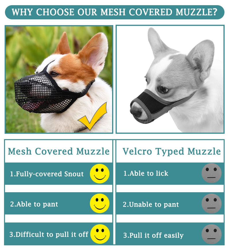 Dog Muzzle, Soft Mesh Covered Muzzles for Small Medium Large Dogs, Poisoned Bait Protection Muzzle with Adjustable Straps, Prevent Biting Chewing and Licking Black - BeesActive Australia