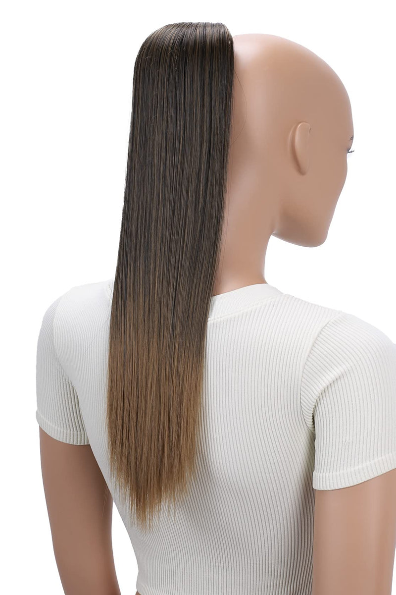 PRTTYSHOP 22" Hairpiece Ponytail Extension Drawstring Voluminous Straigth Brown Mix PH524 brown mix #1BT27B PH524 - BeesActive Australia